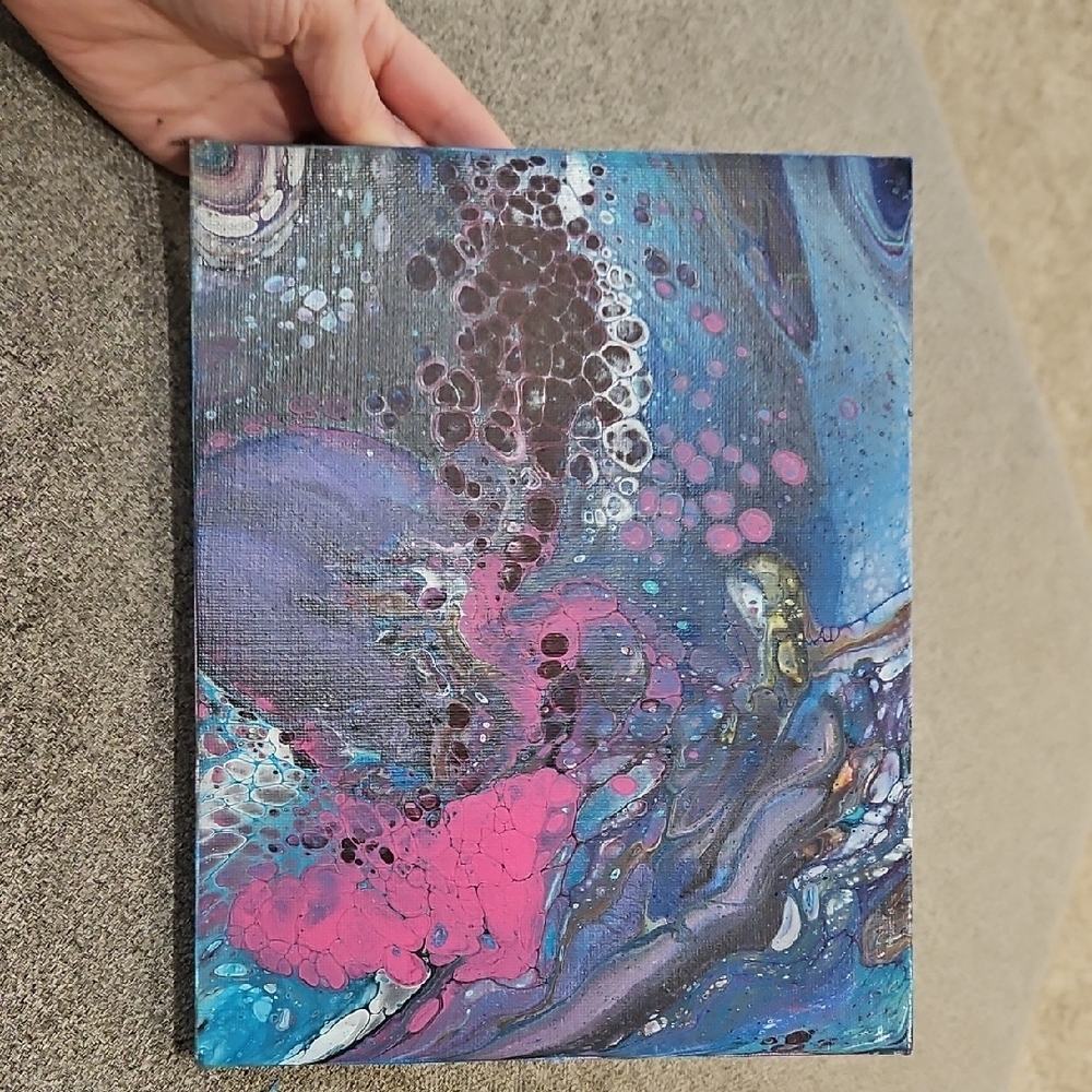 Abstract Blue and Pink Canvas Art